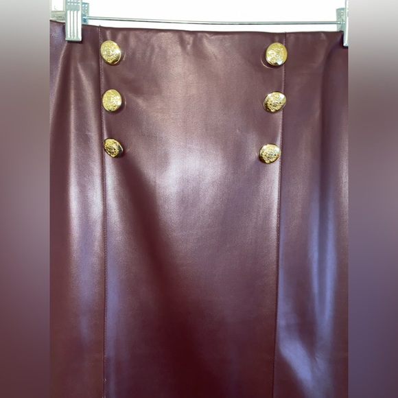 Leather Wine Pencil Skirt - Picture 3 of 3